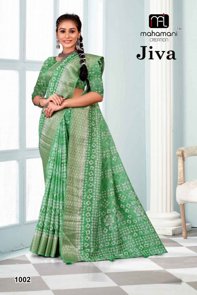 Jiva By Mahamani Jacquard Border Designer Sarees Wholesale Market In Surat